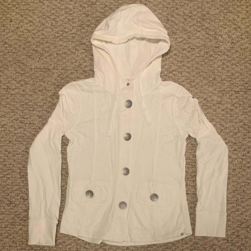 Prana button up top with hood